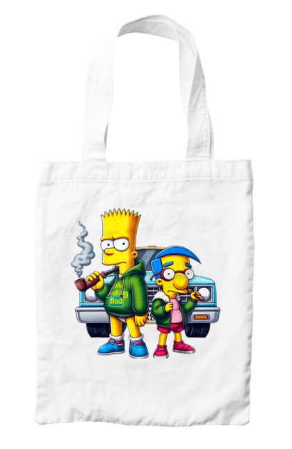 Bag with prints Bart Breaking Bad. Bart, breaking bad, cartoon, character, laboratory, milhouse, serial, simpson, simpsons. 2070702