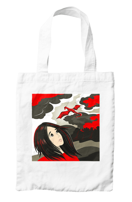 Bag with prints Girl and dragon. Dragon, fantasy, romance, young woman. 2070702