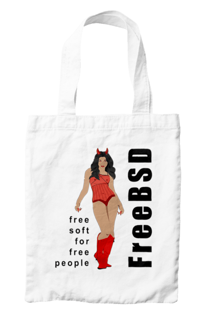 Сумка з принтом "Freebsd Для Вільних". Bsd, freebsd, unix, адміністратор, айті, айтішник, безкоштовна, безкоштовно, бестія, вільна, демон, демонесса, дівчина, для дорослих, доступність, еротика, еротична, жінка, незалежність, операційна система, ос, програміст, програмне забезпечення, свобода, сисадмін, система, системний адміністратор, софт, текст, червоний, чорний. 2070702