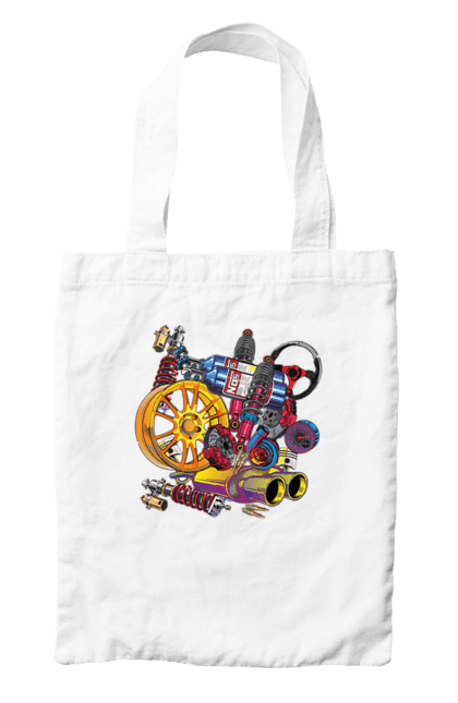 Bag with prints Carparts. Auto parts, car, carparts, drive, drug, machine, race. 2070702