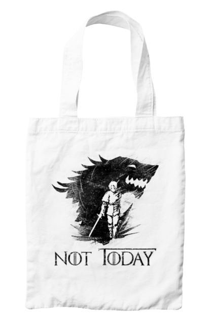 Bag with prints Game of Thrones Arya. Arya, game, got, not today, stark, starks, thrones, tv show, wolf, wolves. 2070702