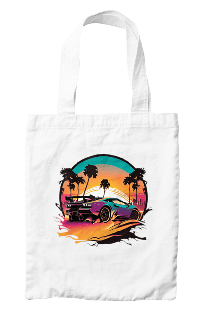 Bag with prints Lamborghini Synthwave. Car, laamba, lamborghini, synthwave. 2070702