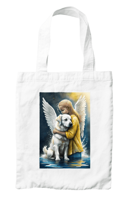 Сумка з принтом "Дівчинка та собака ангел [память загиблим тваринам]". Дівчинка та собака, крим, нова каховка, память загиблим тваринам, собака ангел, україна, херсон. 2070702
