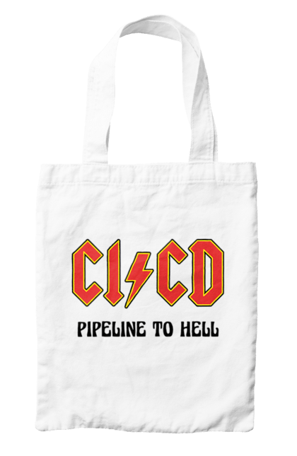 Сумка з принтом "CI/CD pipeline to hell". Cicd, cicd pipeline, devops, pipeline, інженер, програмне забезпечення, програмування, розробка, розробка по. 2070702