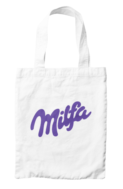 Bag with prints Milfa. Funny, joke, meme, milf, milfa, milka. 2070702