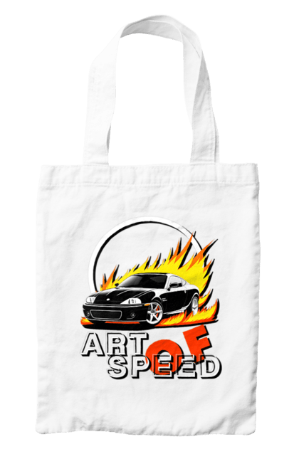 Сумка з принтом "Автомобіль у вогні". Авто, автомобіль у вогні, гонка, дрейф, спорт, спортивна машина, швидкість. 2070702