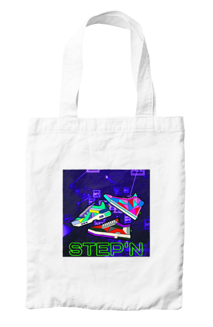Сумка з принтом "Step`n". Віртуальні кросівки, крипта, криптовалюти, нфт, нфт кросівки, солана, степен. 2070702