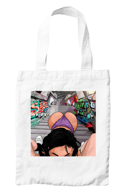 Сумка з принтом "Дівчина На Колінах Перед Хлопчиною". Гола, жопа, на колінах, смоктати. 2070702