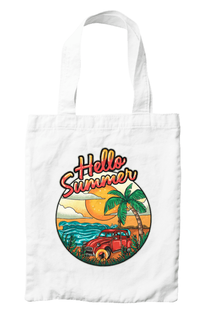 Bag with prints Hello Summer, Car By The Sea. Beach, island, palm, summer. 2070702
