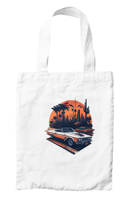 Сумка з принтом "Гарне авто на закаті". Авто, закат, захід сонця, солнце, сонце. 2070702