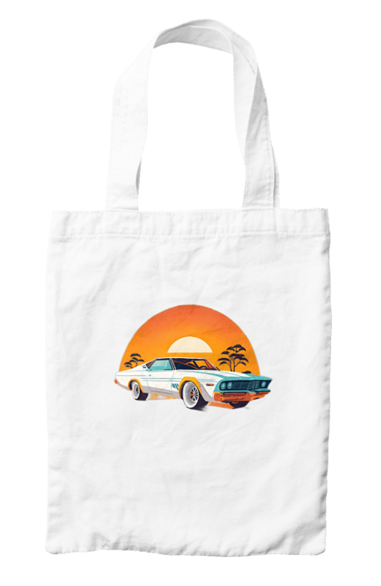 Сумка с принтом Красивая машина на закате. Авто, отклонить, солнце. 2070702