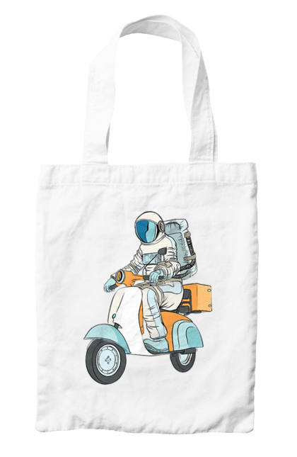 Сумка с принтом Космонавт на мотоцикле. Космонавт, космос, мотоцикл. 2070702