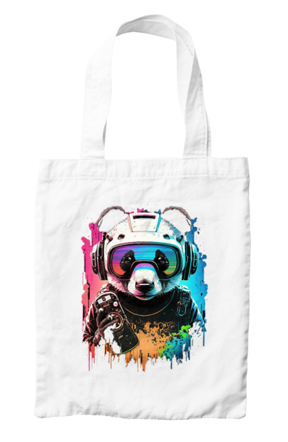 Сумка з принтом "Панда в VR шолом". Віртуальна реальність, гік, панда, персонаж, шолом. 2070702