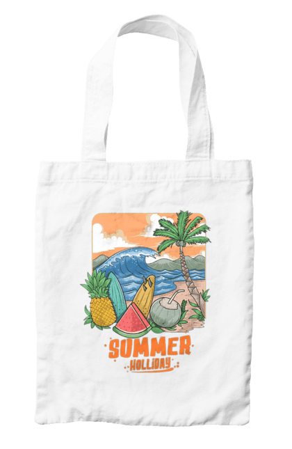 Bag with prints Summer Holidays. Palm, sea, summer, waves. 2070702