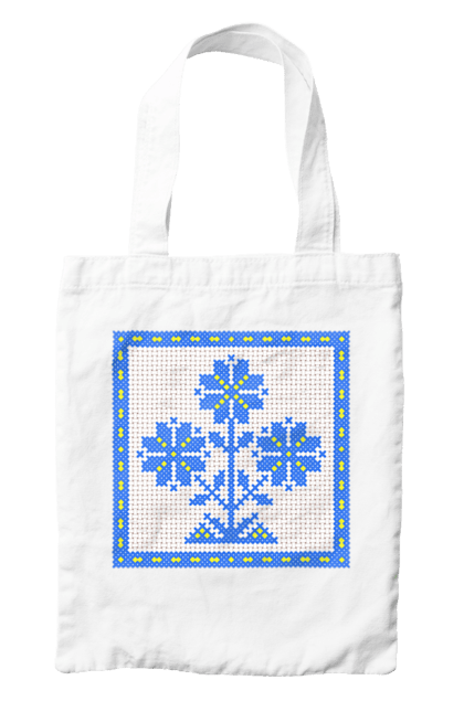 Сумка з принтом "Жовто блакитна вишивка квіти". Вишивка, вишивка хрестиком, квіти, символ україни, традиції україни, україна. 2070702