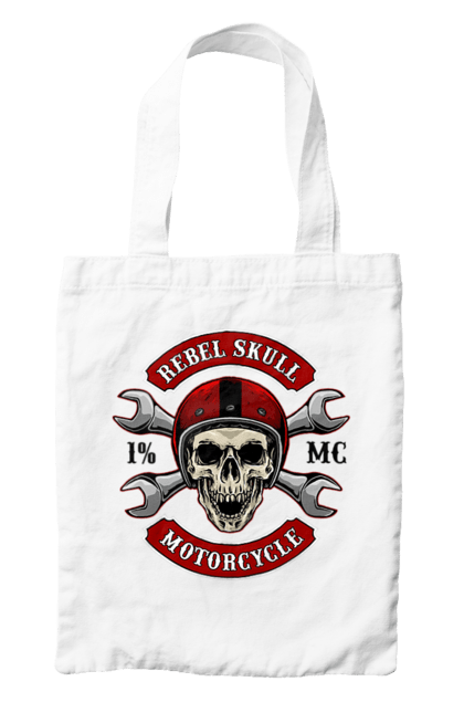 Сумка з принтом "череп мотолюбитель". Любитель, мотоцикл, череп, шолом. 2070702