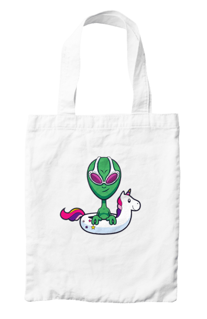 Bag with prints Alien Floats In A Circle. Alien, inflatable circle, to swim. 2070702