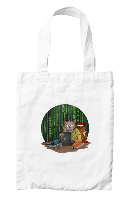 Сумка з принтом "Кіт програміст". Angular, c, css, html, it, javascript, jquery, php, python, react, svelt, vue, айтишник, айті, гумор, код, кодувати, прогер, програміст, програмісти, ти ж, ти ж програміст, тиж програміст. 2070702