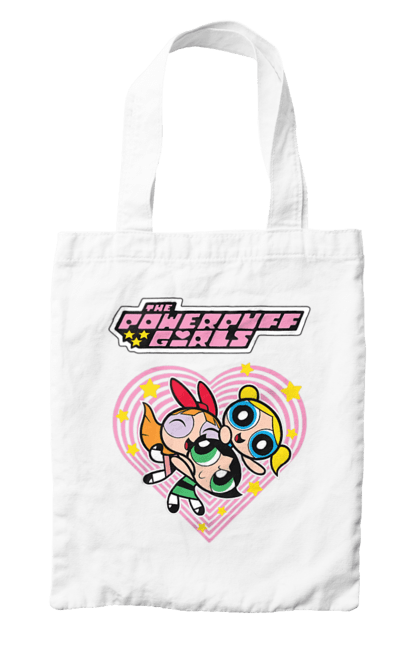 Bag with prints Powerpuff Girls. Animated series, blossom, bubbles, buttercup, cartoon network, cool girls, heart, powerpuff girls. 2070702