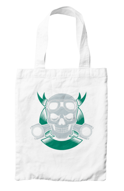 Сумка з принтом "череп мотолюбитель". Байк, мото, окуляри, череп. 2070702