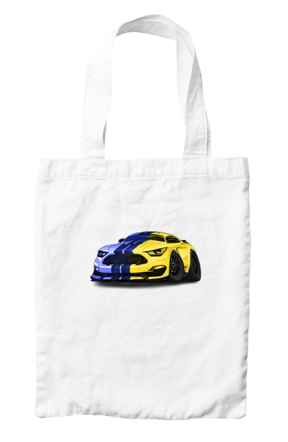 Bag with prints Ukrainian mustang. Colors of ukraine, ford mustang, machine, mustang, shelby, supercar, yellow blue car. 2070702