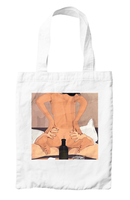 Сумка з принтом "Гола Дівчина, Пляшка І Сигарети". Гола, зверху. 2070702