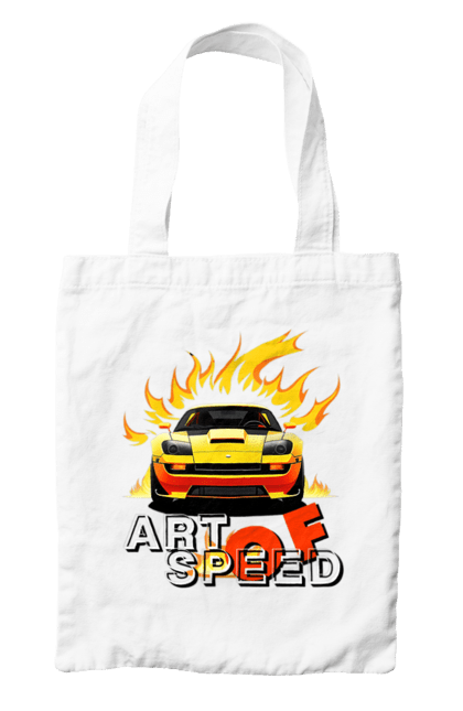 Сумка з принтом "Машина у вогні". Автомобіль, вогонь, спортивна машина, спортивний автомобіль, швидкість. 2070702