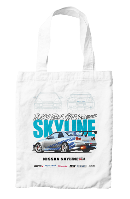 Сумка з принтом "Nissan Skyline". Nissan, nissan skyline, skyline, авто, автомобіль, ніссан, скайлайн. 2070702