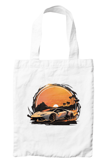 Bag with prints Lamborghini at sunset. Car, cars, lamba, lamborghini, lamborghini at sunset. 2070702