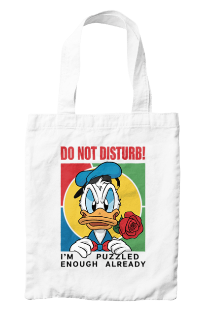 Сумка з принтом "Дональд Дак Не турбувати!". Disney, do not disturb, donald duck, дісней, дональд дак, мультсеріал, мультфільм, не турбувати. 2070702