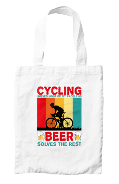 Сумка з принтом "Cycling Beer". Алкоголь, брутальні, велосипед, веселі, для спортсменів, літні, пиво, спорт, чоловічі. 2070702