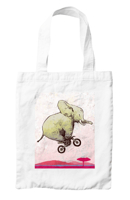 Сумка з принтом "Слон На Мотоциклі". Мотоцикл, політ, слон. 2070702