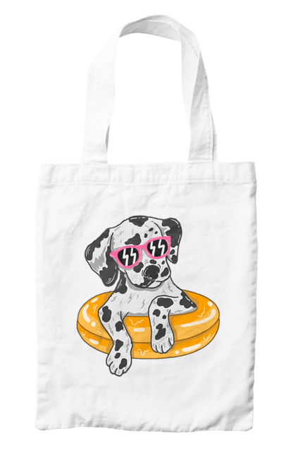 Сумка з принтом "Далматинець Плаває У Колі". Далматинець, окуляри, плавати, собака. 2070702