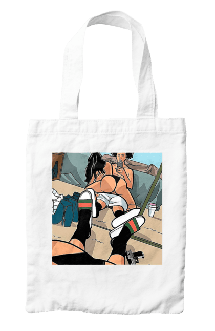 Сумка з принтом "Голе Селфі У Дзеркалі". Жопа, зверху, селфі. 2070702