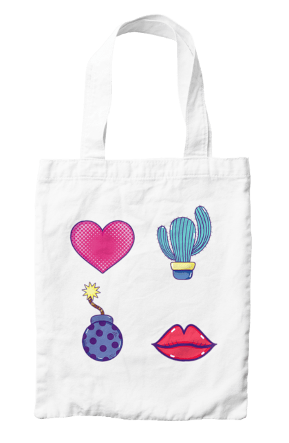 Сумка з принтом "Серце, Кактус, Бомба, Губи". Бомба, губи, кактус, серце. 2070702