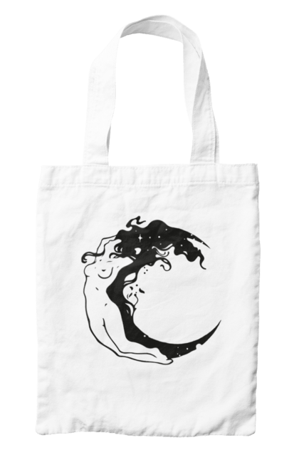 Сумка з принтом "Дівчина місяць". Дівчина, зірки, космічне, космос, місяць. 2070702