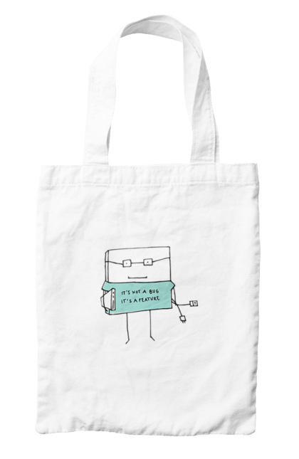 Сумка з принтом "Це не баг це фіча". Angular, c, css, html, it, javascript, jquery, php, python, react, svelt, vue, айтишник, айті, гумор, код, кодувати, прогер, програміст, програмісти, ти ж, ти ж програміст, тиж програміст. 2070702