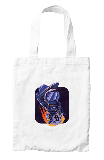 Сумка з принтом "Космо біткоїн". Биткоин, бінарний, біткоїн, біткойн, валюта, гроші, крипто, програміст, хакер. 2070702