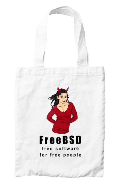 Сумка з принтом "Freebsd Для Вільних". Bsd, freebsd, unix, адміністратор, айті, айтішник, безкоштовна, безкоштовно, бестія, вільна, демон, демонесса, доступність, незалежність, операційна система, ос, програміст, програмне забезпечення, свобода, сисадмін, система, системний адміністратор, софт, текст, червоний, чорний. 2070702