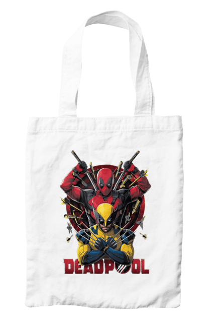 Bag with prints Deadpool & Wolverine. Action movie, comic, deadpool, fantasy, film, logan, marvel, mutant, superhero, x-men. 2070702