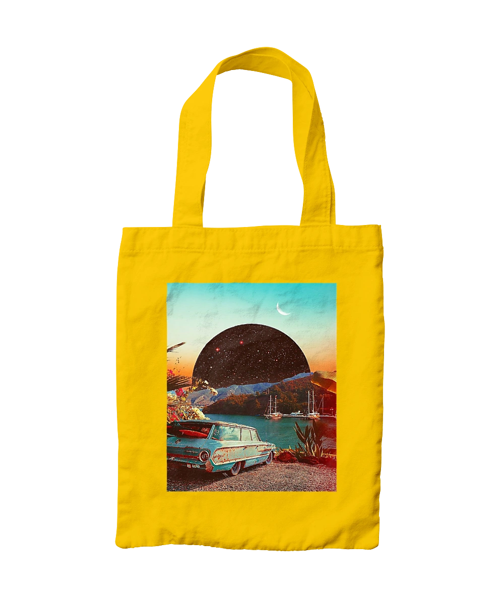 Painting, car by the river