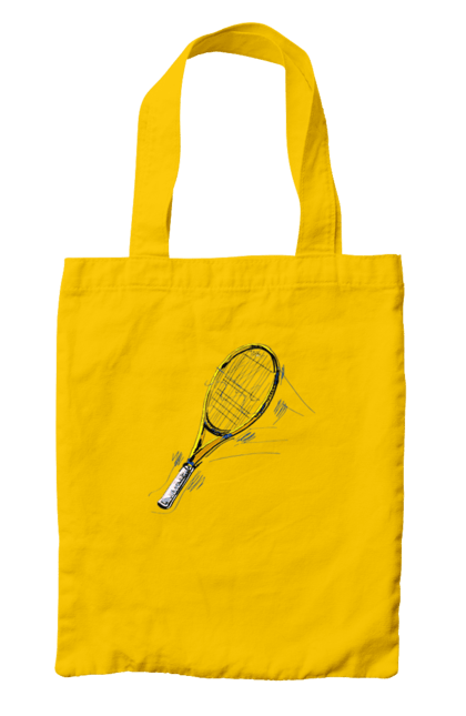 Bag with prints Tennis racket. Ball, ground tournament, players, prize fund, racket, soil, sponsor, tennis, tournament grid. 2070702