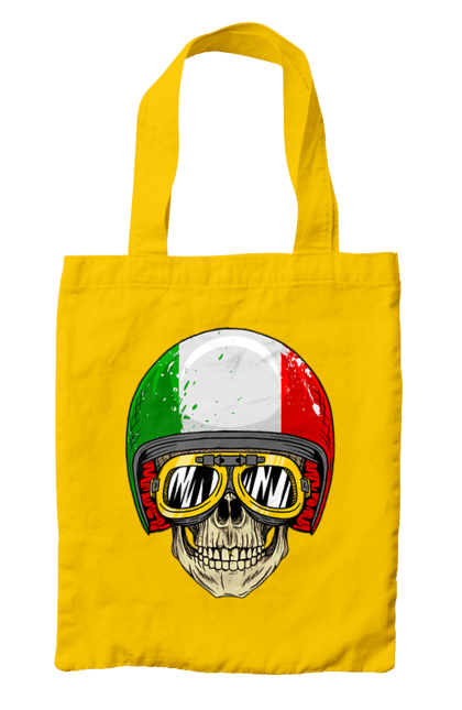 Сумка з принтом "Череп в мотошоломі". Мото, окуляри, череп, шолом. 2070702