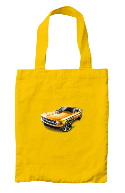 Bag with prints Ford mustang. An american legend, cult car, ford mustang, mustang, powerful car, shelby, yellow mustang. 2070702