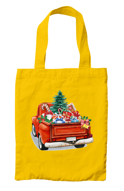 Сумка з принтом "Авто з подарунками". Автомобіль, новий рік, подарунки, різдво, санта, ялинка. 2070702