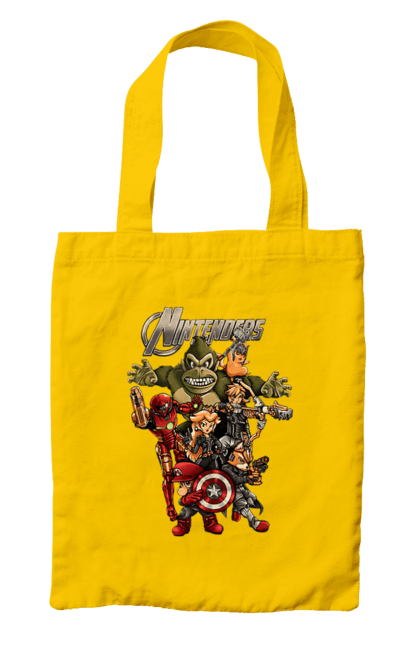 Bag with prints Nintendo heroes. Animal crossing, donkey kong, game characters, kirby, legend of zelda, luigi, mario, nintendo, pokemon, princess stove. 2070702