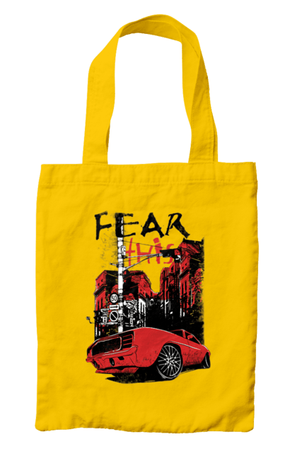 Bag with prints Red Car In The City. Riding, town. 2070702