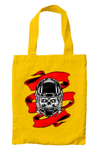 Bag with prints Skull in a motorcycle helmet. Helmet, moto, skull, tape. 2070702