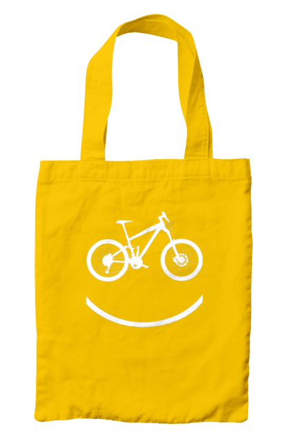 Сумка з принтом "Велосмайл". Велосипед, велоспорт, колесо, крос, любителям велосипеда, педалі, смайл, смайлик, траса. 2070702