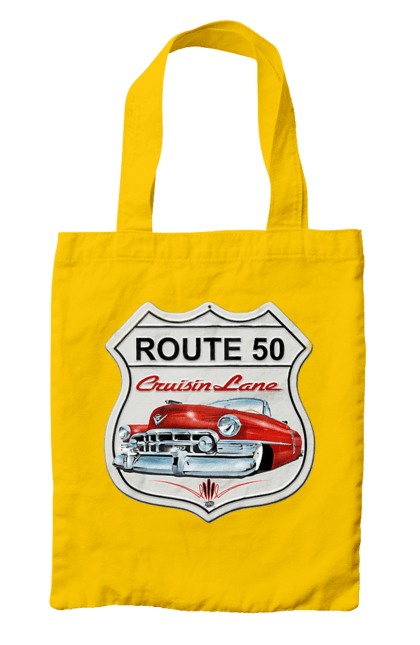 Bag with prints Route 50. Bike, biker, biker club, bikers club, brother, brutal, dude, hot asphalt, hot horse, hot rod, motorcycle, motorcyclist, real man, road 50, road 66, road 80, roads of america, roads of ukraine, roads we choose, speed, take, thirst for speed. 2070702